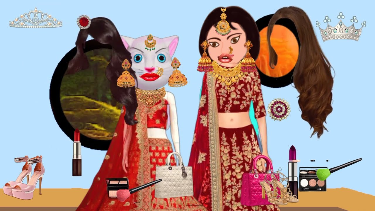 Talking Billi Two Dulhan ka Funny makeup || billi wala cartoon || billi makeup || billi makeup karti