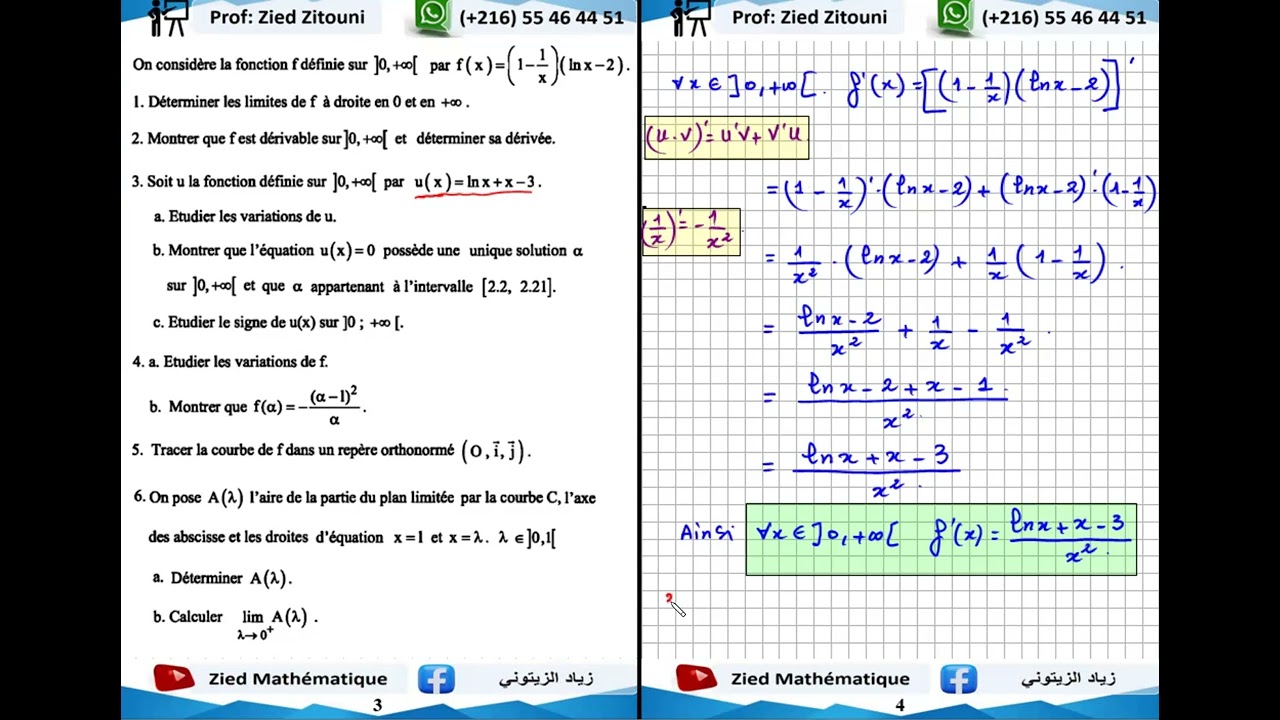 19 - Logarithme Népérien. Correction Exercice. Bac Math / Science / Technique / Info / Eco.