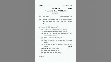 Strategic Management M.Com 4th Sem KUK Previous Year Question Paper 2020✌️✌️