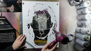Painting the realistic Mick Jagger stencil LIVE