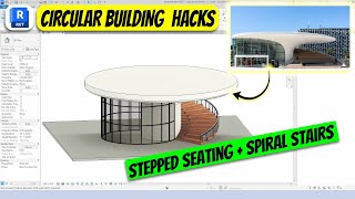 Revit Tutorial: Circular Building with Stepped Seating Curtain Walls & Spiral Stairs