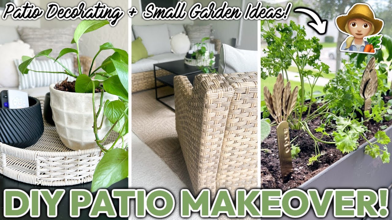 DIY SMALL PATIO MAKEOVER 🪴 | Patio Decorating On A Budget | Outdoor ...