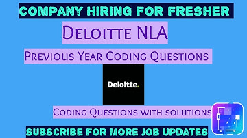 Deloitte Previous Year Coding Question | Deloitte NLA Coding Question with Answer