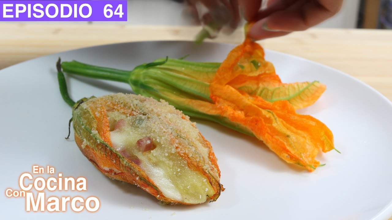 Flor de calabaza relleno de papas, jamon y queso - Receta Italiana - YouTube