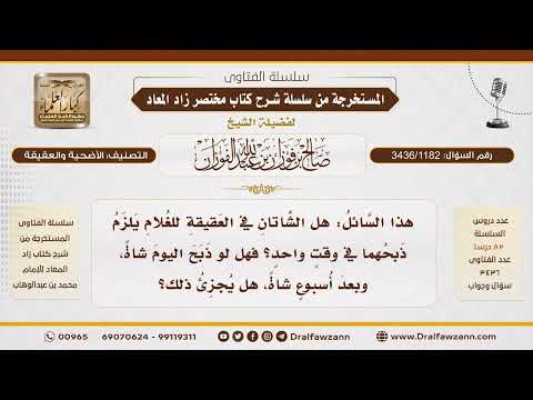 [3436/1182] هل يشترط ذبح شاتي العقيقة للغلام في وقت واحد؟