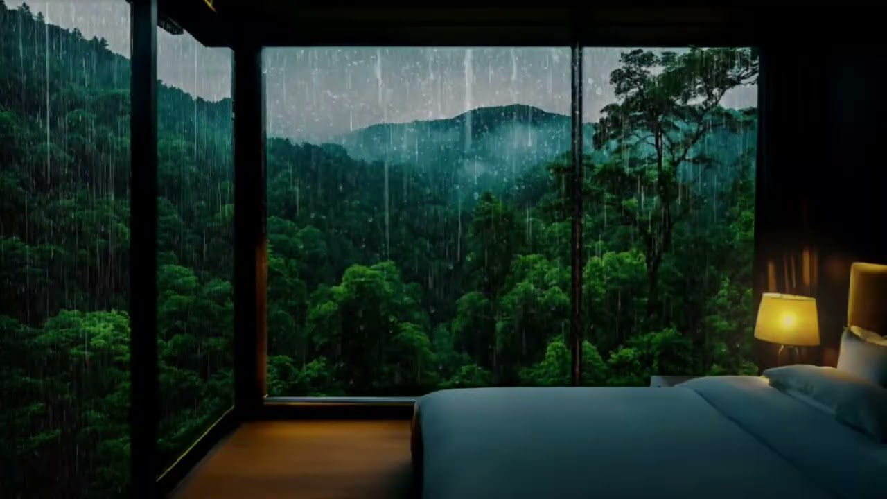 Aesthetic Bedroom Ambience: Piano & Gentle Rain for Relaxation, Study Focus & Sleep
