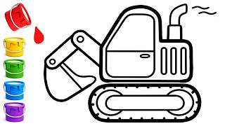 How To Draw A Cute Excavator Easy Drawing And Coloring For Kids