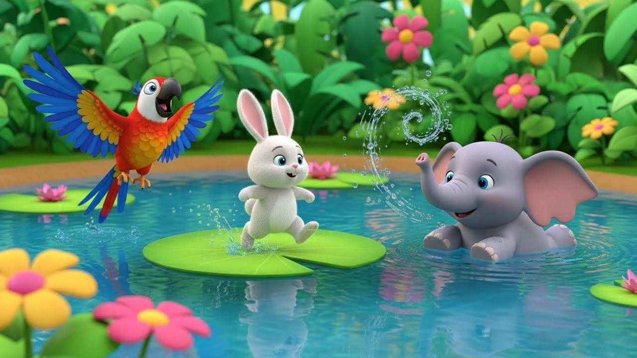 Baby Elephant Bubble Pond Adventure | Fun Kids Song for Toddlers to Learn Animals and Water Play 🐘💦🎵