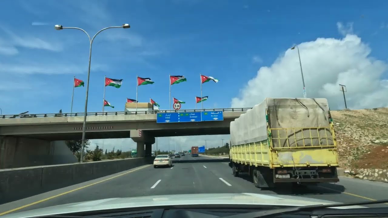 Relaxing Drive on Queen Alia Airport Road in Jordan | Driving White Noise | No Talking