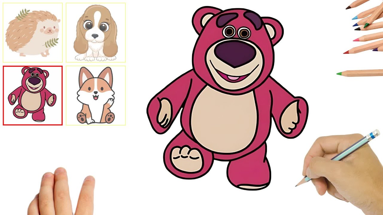 How to Draw and Color Cute Lotso, Dog - Drawing Animals - YouTube