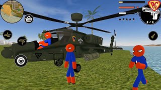 Stickman Spider Rope Hero Gangstar City - Military Helicopter screenshot 4