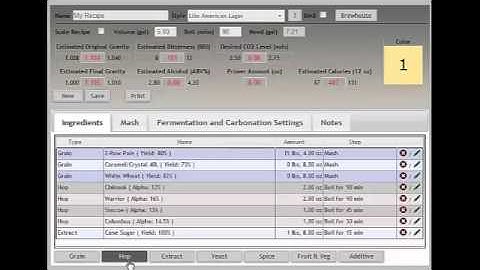 Creating a recipe with Brewers Assistant ( free brewing software )