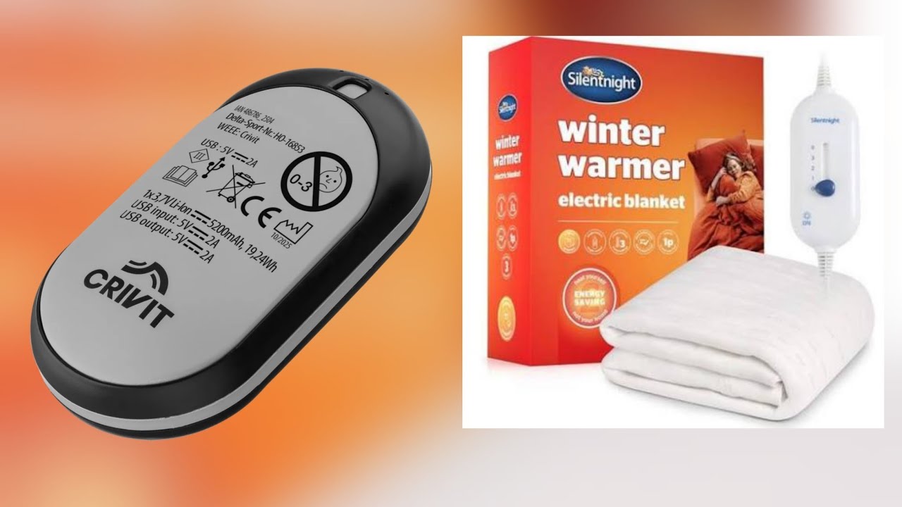 Slinet night electric blanket and Crivit Rechargeable electric hand warmer unboxing