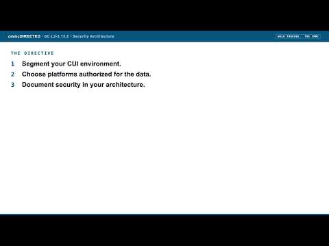 cmmcDIRECTED: SC.L2-3.13.2 Security Architecture (CMMC walk-through)