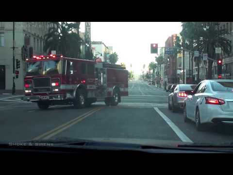 LAFD Light Force 29 Responding Code 3 | Hollywood Boulevard | HD