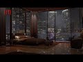 247 in an exclusive luxury miami condo   heavy rain  thunder  rain on window