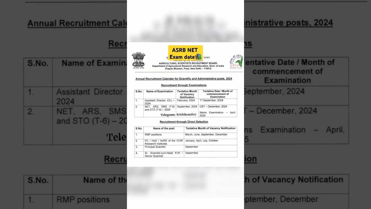 ICAR ASRB-NET Exam date released 📚✌️ 