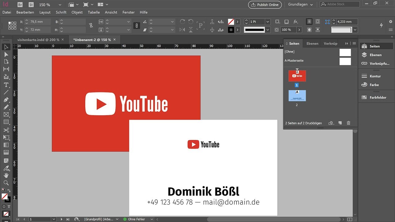 Visitenkarte Erstellen Und Zum Druck Ausgeben Indesign Tutorial Youtube