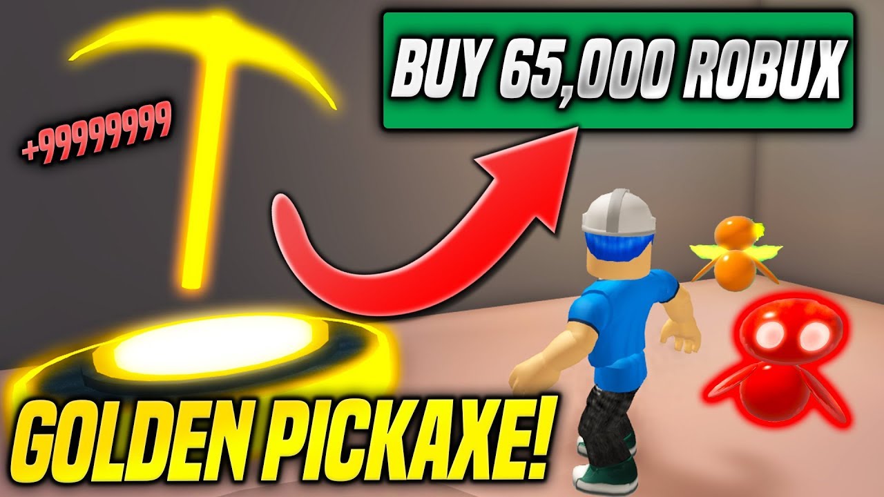 Buying The Golden Pickaxe In Robot Simulator For 65k Robux Roblox Youtube - how strong can robux make us in robot simulator the