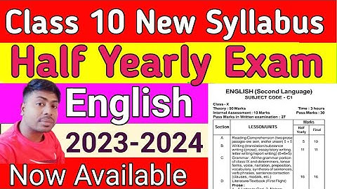 half yearly exam new syllabus class 10 Sub-English|Seba Class x syllabus for half yearly exam 2023.