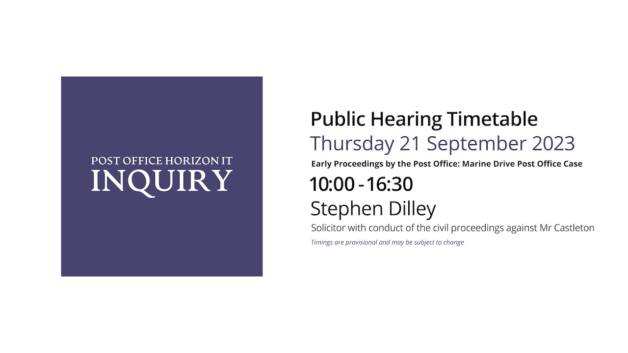 Stephen Dilley Day 65 PM (21 September 2023) Post Office Horizon IT