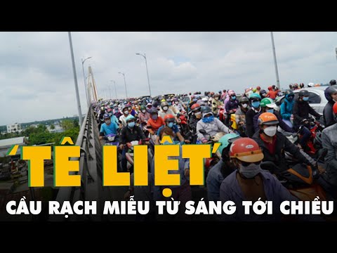Video Cầu Rạch Miễu 'tê liệt' từ sáng tới chiều, đi bộ cũng... - youtube