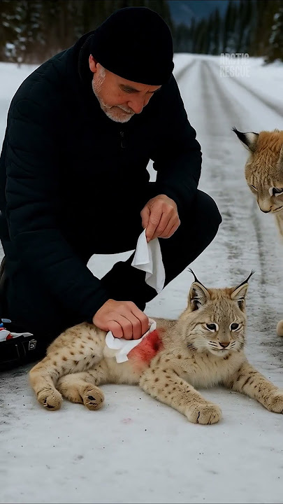 A Mother Lynx Rescues Her Kitten with an Old Man's Help!