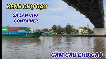 Cận cảnh Sà Lan chở Container chạy dưới gầm cầu dây văng chợ Gạo #songque 
