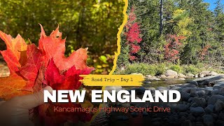 New England Road Trip - Day 1 | Kancamagus Highway Scenic Drive 🍁 Fall Colors & Waterfalls Adventure