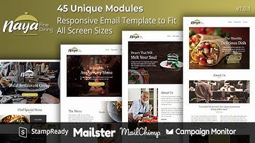 Naya - Fine Dining Responsive Email Template with Online Builder Stampready | Themeforest Website