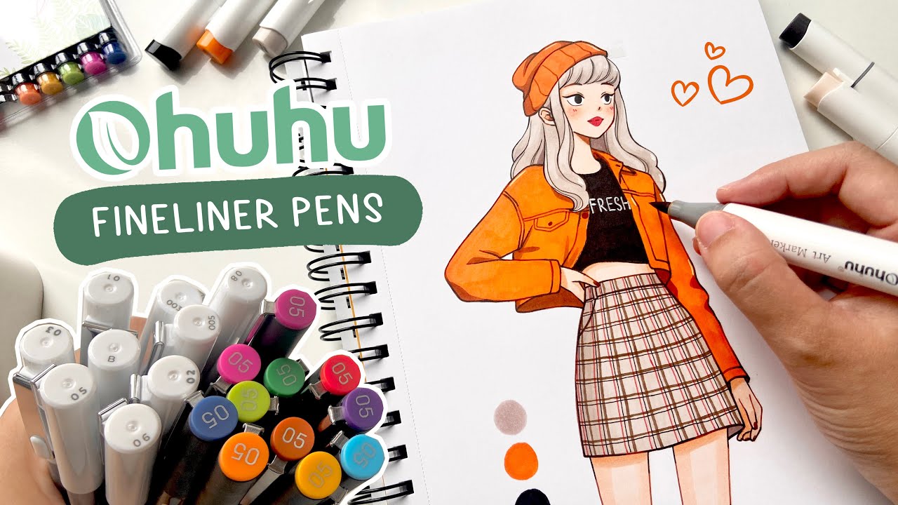 🍒 Draw with me / Marker Art Winter girl Process / Ohuhu 320 Alcohol  Brush Markers Review 