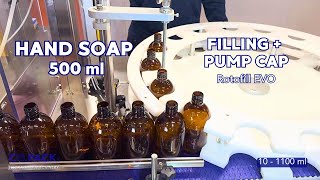 Famous Semi-Automatic Liquid Filling + Pump Cap Capping (500ml Hand Soap) | ROTOFILL EVO Net Worth