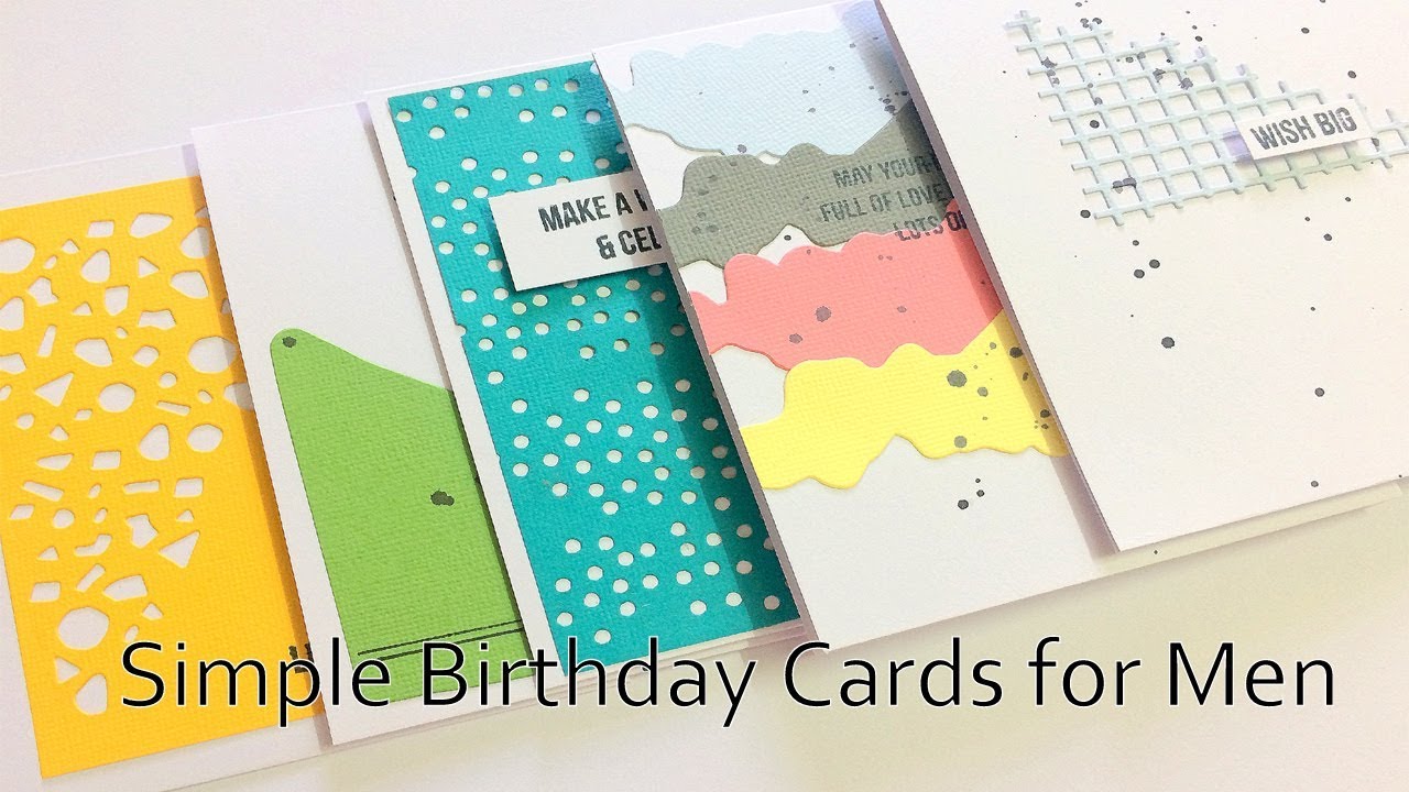 Simple Birthday Cards for Men | Five Cards with Sizzix Geometric Mask Thinlit Die