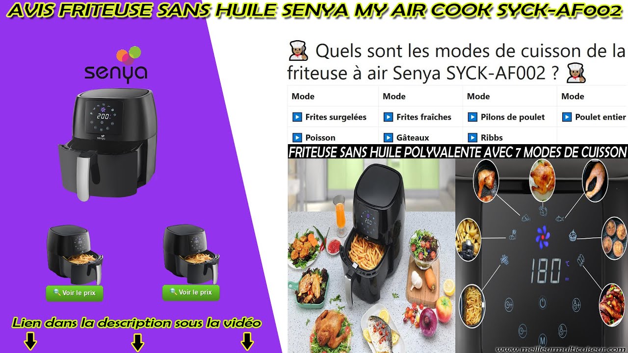 Friteuse Sans Huile Senya My Air Cook 4,5L - 1400W, 7 Programmes Automatiques, Air Fryer