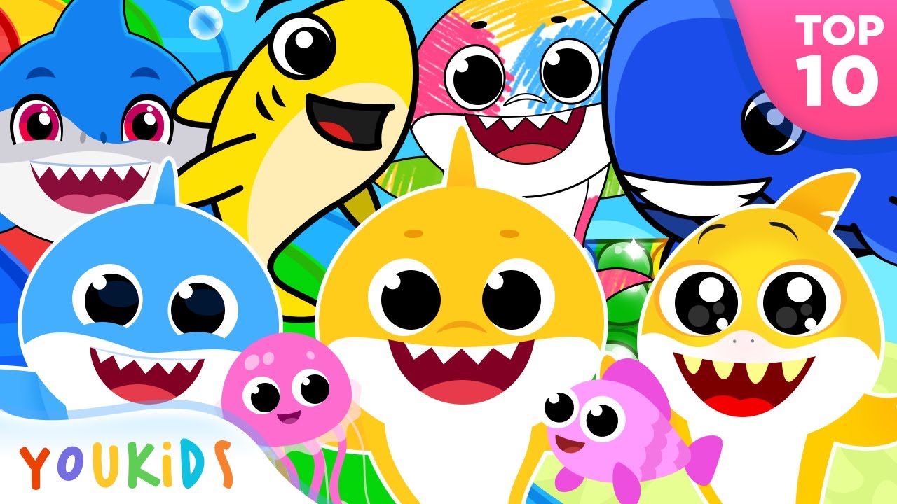 Топ-10 видео Baby Shark 🦈 Лучшие песни и анимация | YouKids
