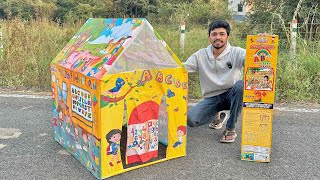Yellow maths Tent House Unboxing And assembl BY Divu VRUX TOYS