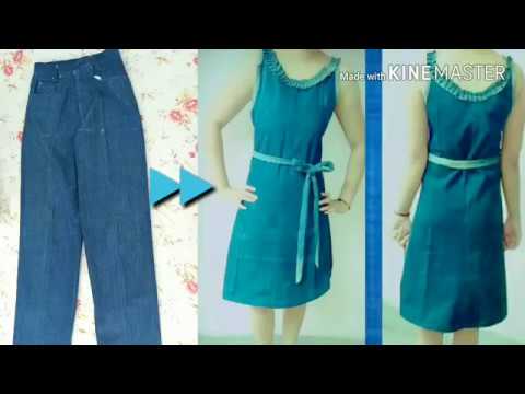 DIY: Convert old jeans into one piece| recycle old jeans| resuse of old ...