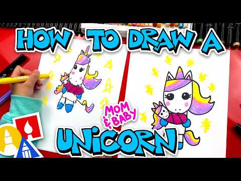 How To Draw A Mom And Baby Unicorn