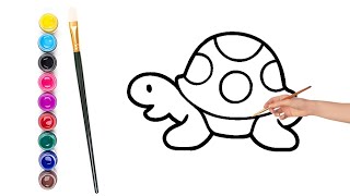 Tortoise easy coloring page for kids | page color art