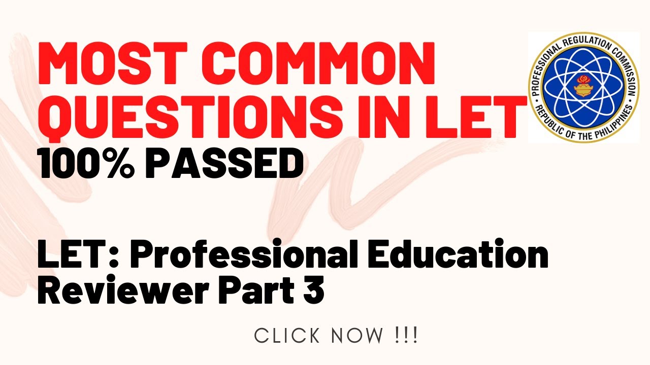 LET PROFESSIONAL EDUCATION REVIEWER Part3 YouTube
