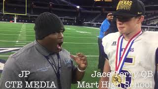 CTE MEDIA Video Interview With 2A Division 1 State Champs Mart High School QB Jace Terry