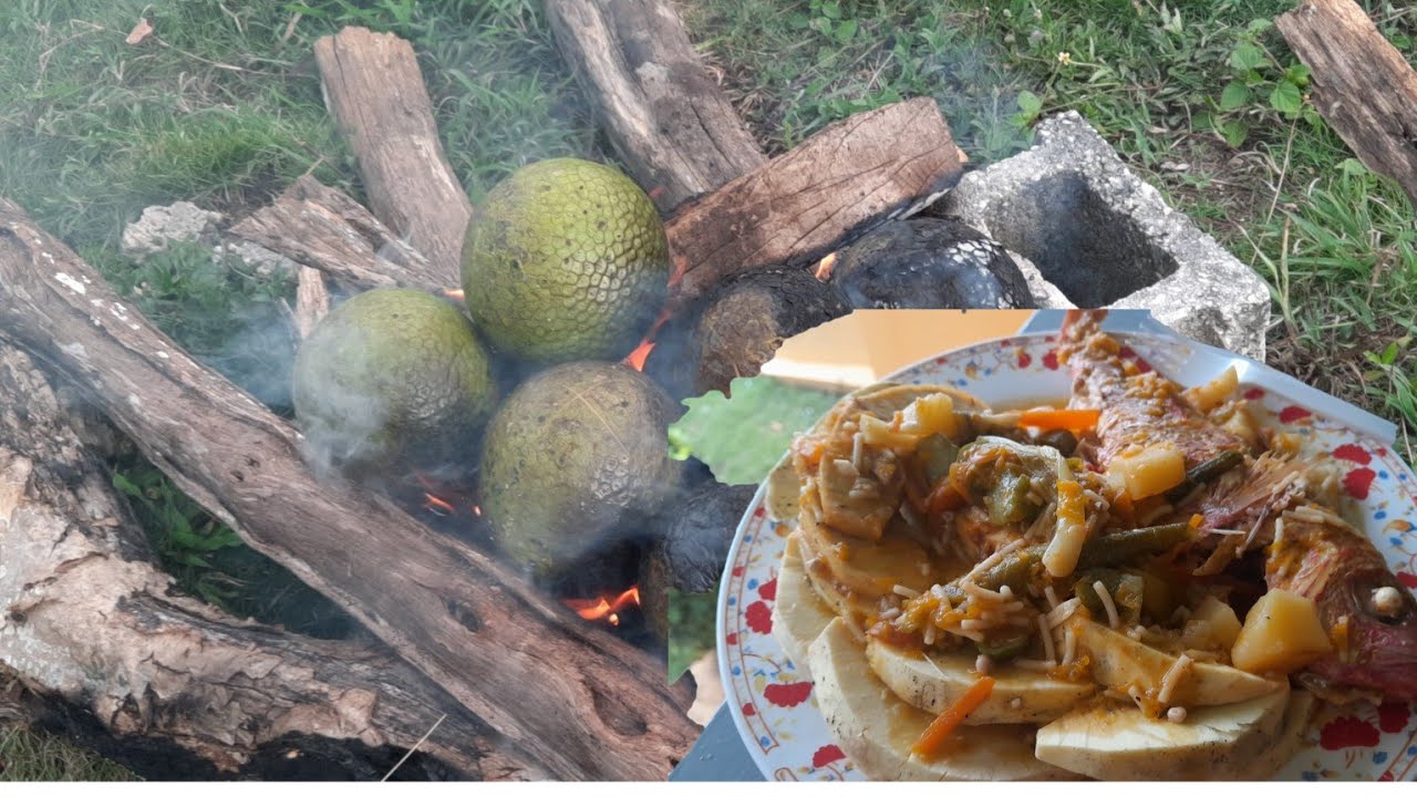 Yardman Delight: Roast Breadfruit & Steamed Fish in Coconut Milk 