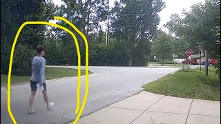 Woman w Mail Runs to Cross to PostOffice at Intrscn where Cars Speed 50-70mph & Crash on the Corners