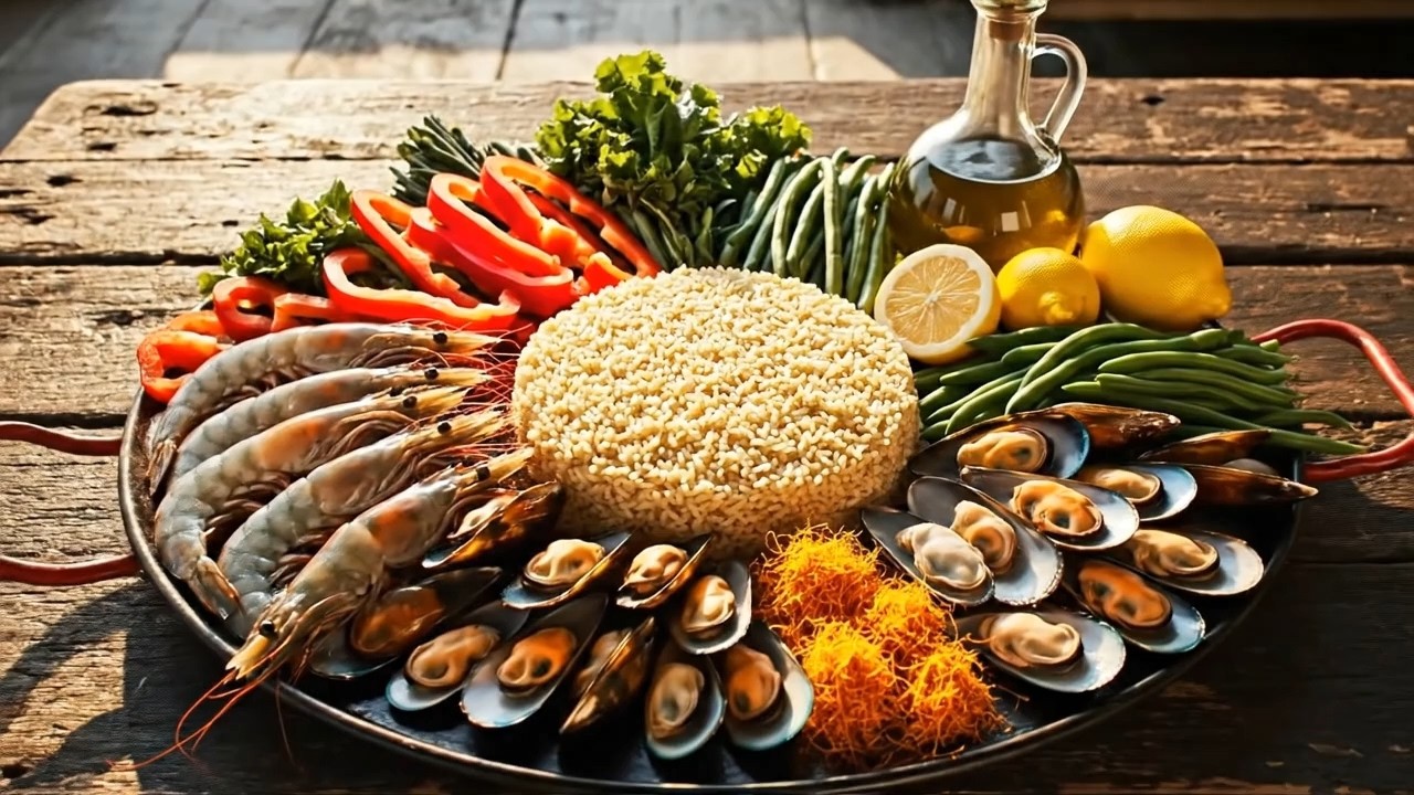 How to cook  complete meal. Authentic Spain Paella Valenciana by AI