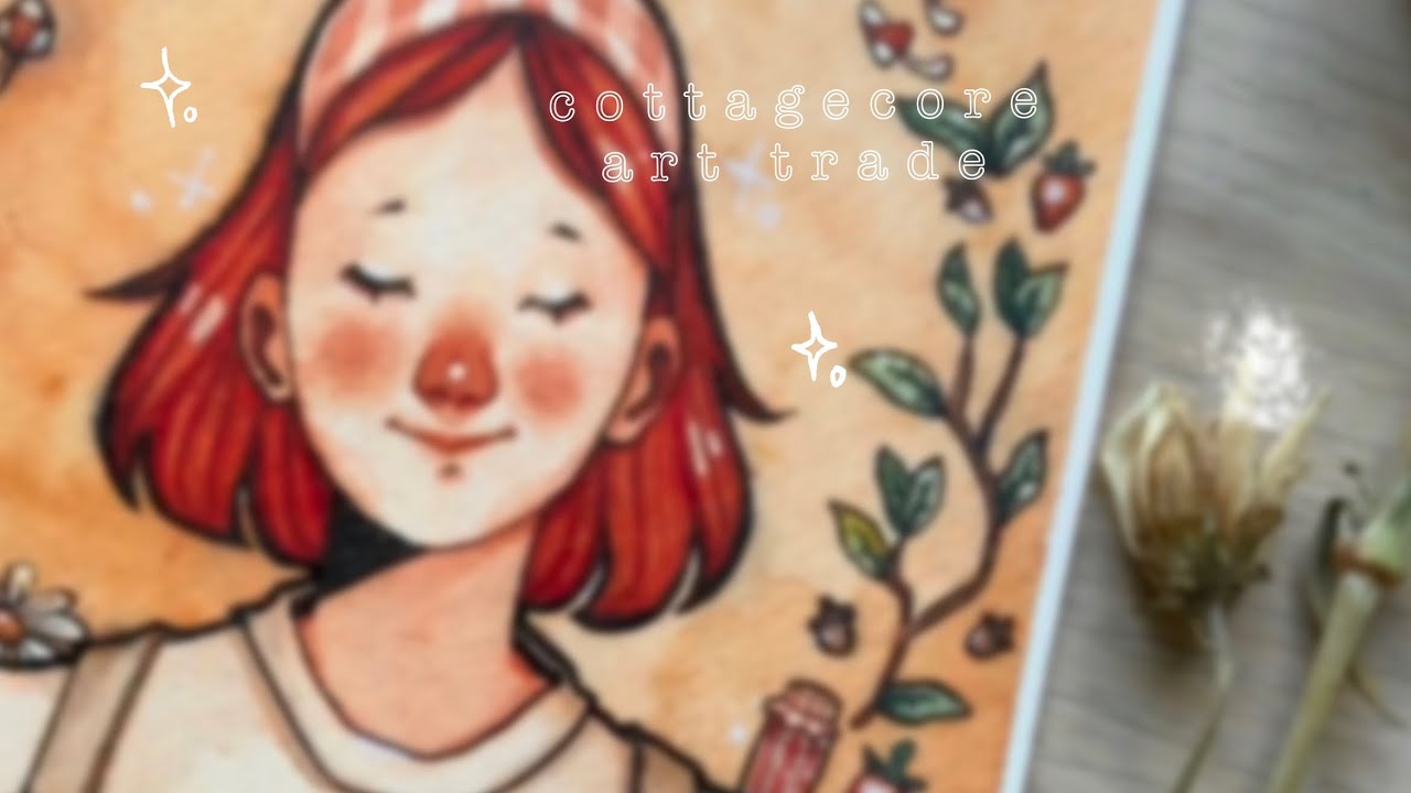 cottagecore art trade with gingerjam | draw with me 🌸