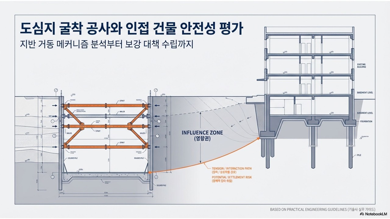 도심지 굴착공사와 인접건물 안전성 평가