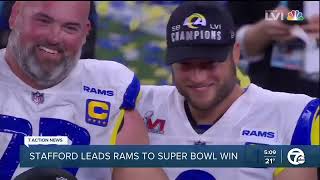 Matthew Stafford thanks Detroit fans while celebrating Rams win in Super Bowl