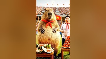 🐹Capybara đấu với chai zô trong cuộc thi ăn dưa hấu siêu to khổng lồ #capybara #capybaratinhnghich