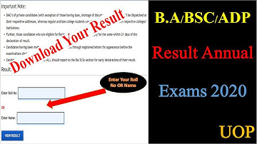 Download Your Result of BA BSC ADP Annual Exams 2020 | Annual Exams | Result Upload | UOP