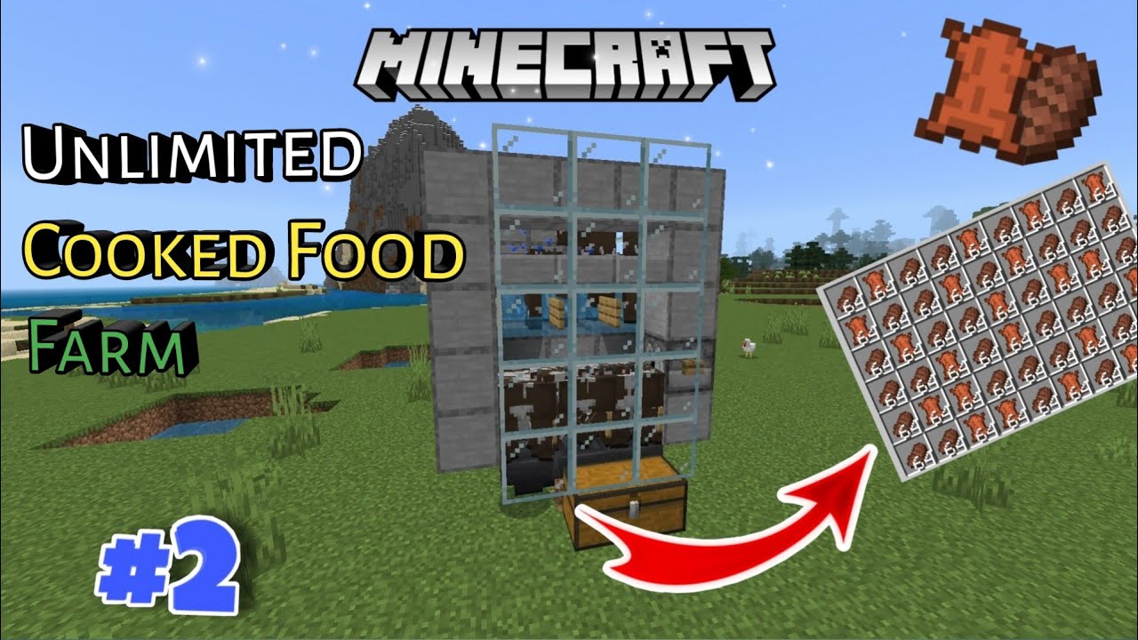 Simple automatic cooked food farm Minecraft.